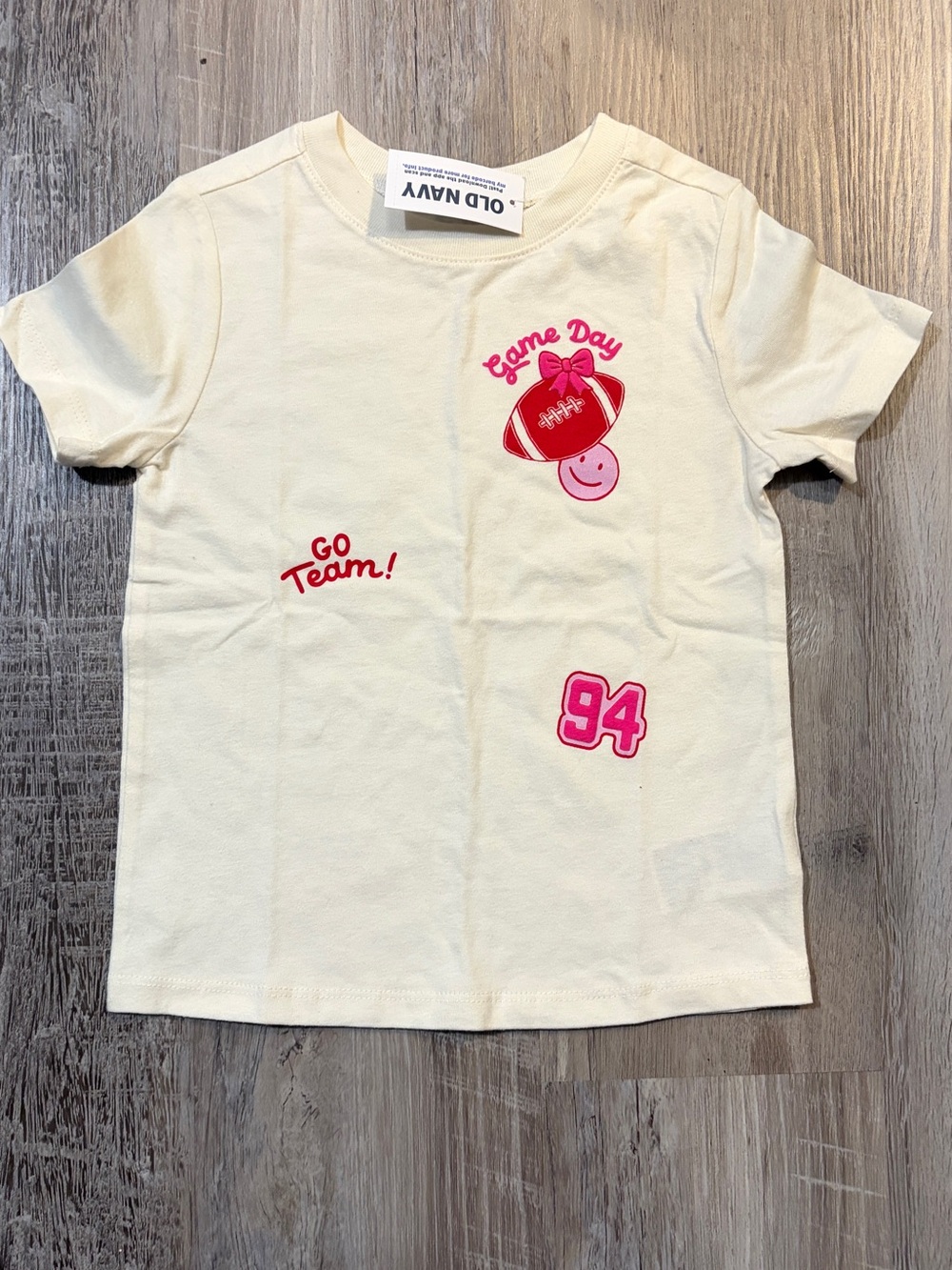 Old Navy Cream Short-Sleeve Graphic Tee with Pink Accents